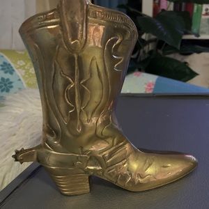 Vintage collectible brass cowboy boot